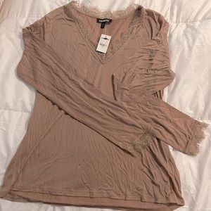 Express Lace Trimmed Long Sleeve Tee